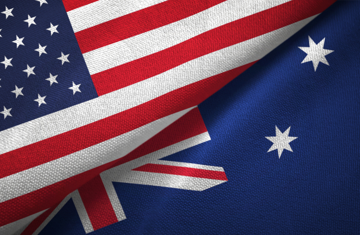 The Australian and US flags side by side.